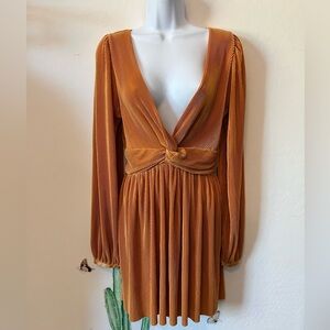 ✨ EUC HYFVE Orange Open Back Balloon Sleeve Dress | Women’s Sz S